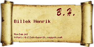 Billek Henrik névjegykártya